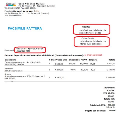 indicazione fattura impostabile